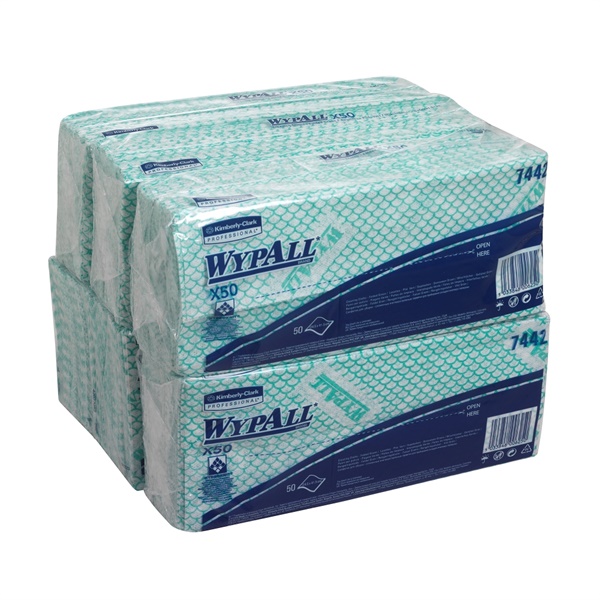 Click for a bigger picture.Wypall X50 Green Cleaning Cloths 6 x 50