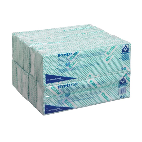 Click for a bigger picture.Wypall X80 Green Cleaning Cloths 7566