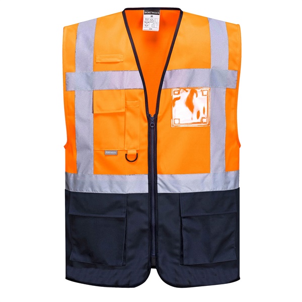 Click for a bigger picture.Orange/Navy Warsaw Executive VEST xxl